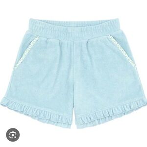 Girls Light Blue Ruffle Terry Shorts